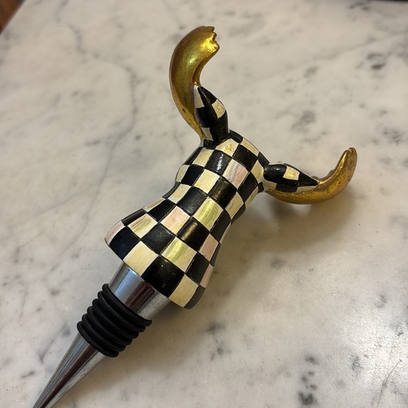 Mackenzie Childs Courtly Check Moose Bottle Stopper - Picture 5 of 14